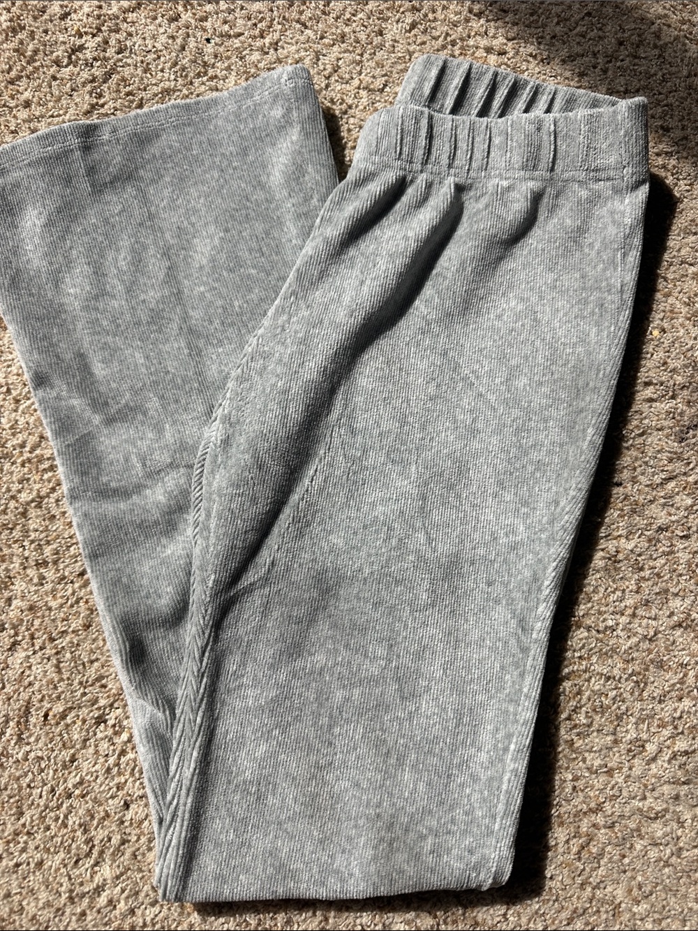 Gray Corduroy Flare Pants - Soft Elastic Waist